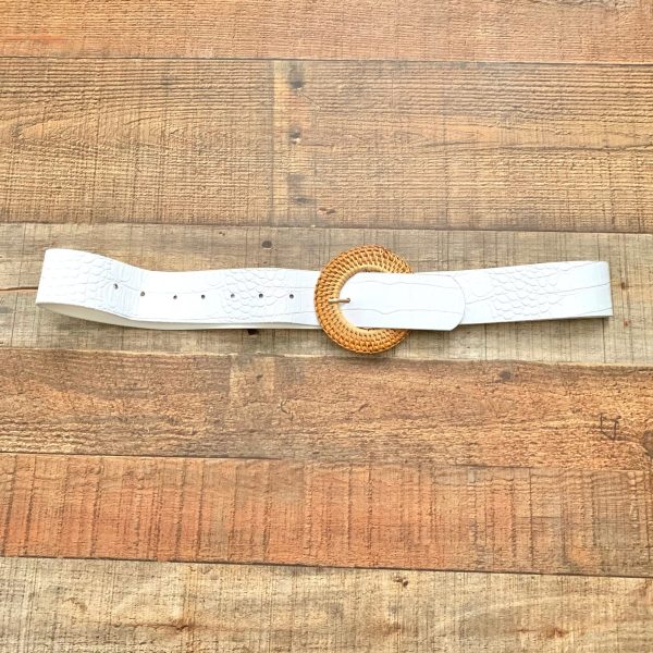 No Brand White Faux Leather Belt (see notes) Hot on Sale