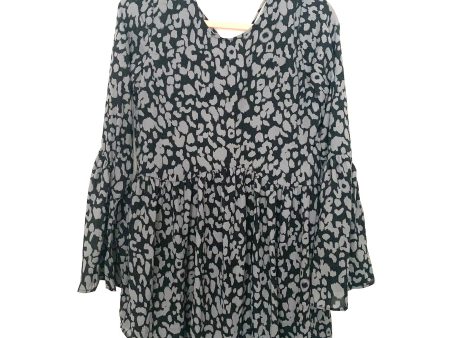 Buddy Love Blue Animal Print Bell Sleeve Tie Back Dress NWT- Size XS For Sale