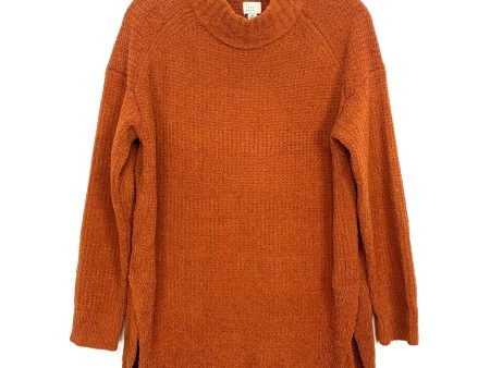 A New Day Burnt Orange Chenille Mock Neck Sweater- Size M Hot on Sale