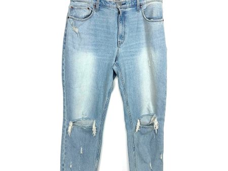 Abercrombie & Fitch Distressed Light Wash High Rise Mom Jeans- Size 32 14R  (Inseam 26”) Hot on Sale