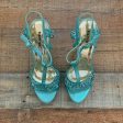 Beauty Heel Turquoise Glitter Strap Platform Stilettos- Size 8.5 (LIKE NEW) For Sale