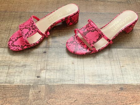 Coconuts By Matisse Pink Snakeskin Print Faux Leather Low Heel Sandals NWOT- Size 8 Online Hot Sale