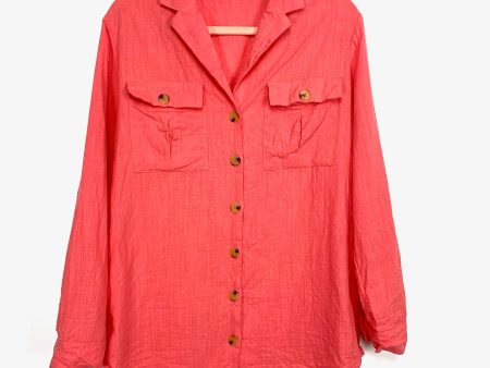 No Brand Coral Button Up Top- Size L Hot on Sale