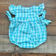 Three Sisters Blue and White Check Side Bow Romper- Size 3M Sale