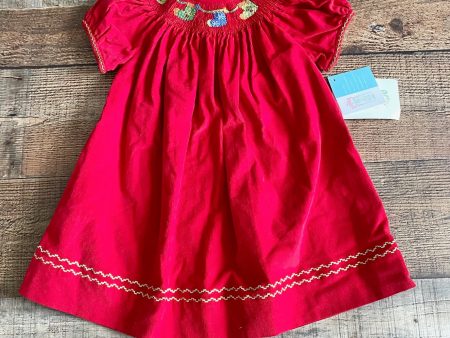 Collection Bebe Red Corduroy Smocked Stocking Dress NWT- Size 12M Sale