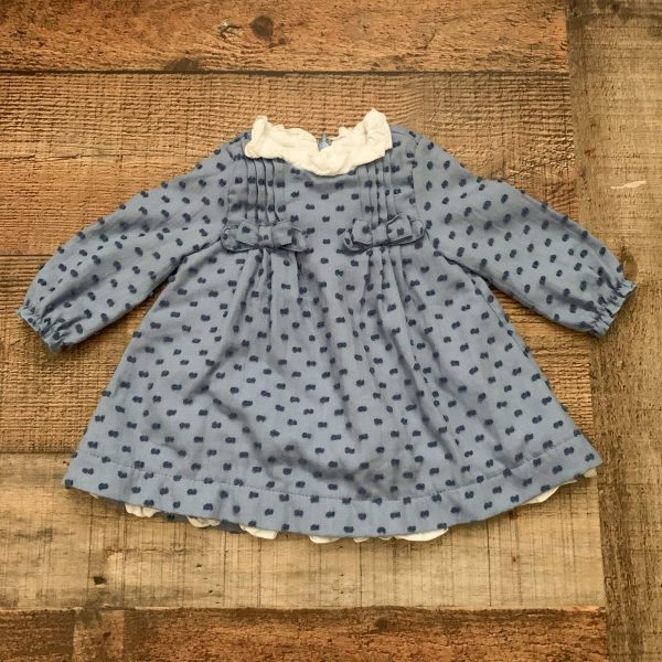 Mayoral Chambray Swiss Dot Detail Dress- Size 2-4M Supply