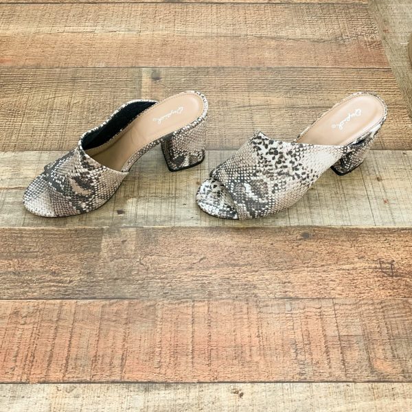 Qupid Animal Print Open Toe Block Heel Sandals- Size 7.5 (In Good Condition!) on Sale