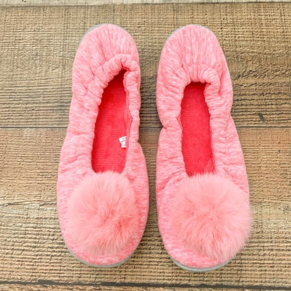 No Brand Heathered Pink Pom Slip On Slippers- Size 9 Sale