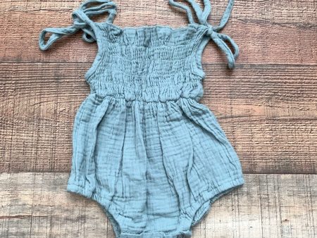 No Brand Baby Girl Green Smocked Tie Strap Muslin Romper- Size ~0-3M (see notes) For Discount