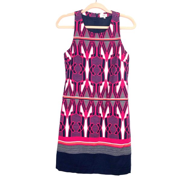 Crown & Ive Navy Pink White Orange Pattern Sleeveless Dress- Size 4 Sale