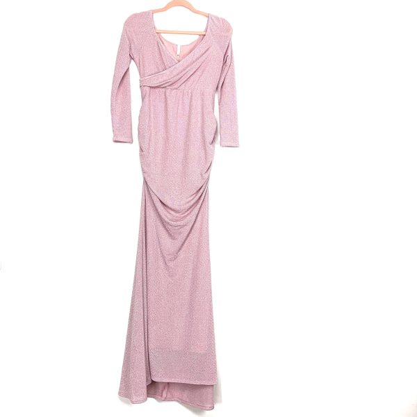 Pink Blush Maternity Pink Silver Sparkle Surplus Side Clinched Dress NWT- Size M Cheap