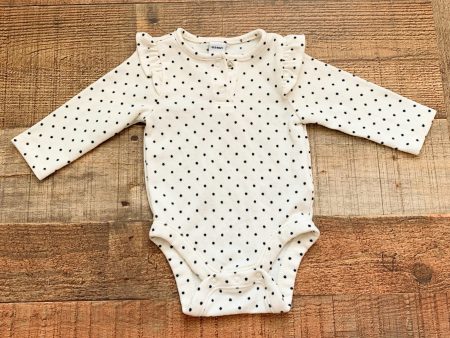 Old Navy White Black Polka Dot Onesie- Size 0-3M Hot on Sale