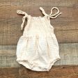 Kiwi + Clover Cream Smocked Tie Strap Muslin Romper- Size 0-3M Online