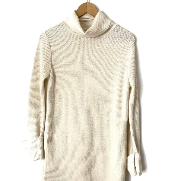 Everly Cream Turtleneck Sweater Dress with Side Slits- Size S (see notes) Online Sale