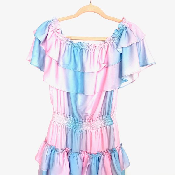 Buddy Love Cotton Candy Kiera Ruffled Off The Shoulder Mini Dress NWT- Size S For Sale