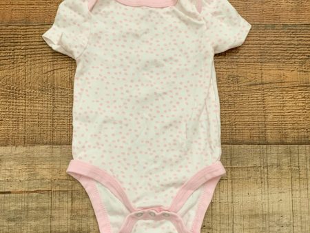 Cloud Island White and Pink Polka Dot Onesie- Size 0-3M Discount