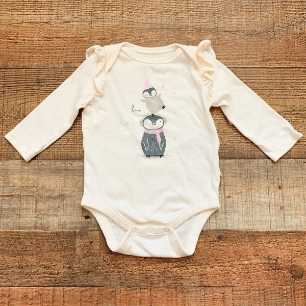 Baby Gap Organic Cotton Penguin Ruffle Onesie- Size 3-6M Online Hot Sale