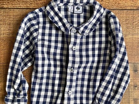 Busy Bees Navy Plaid Button Up Top- Size 2T Discount