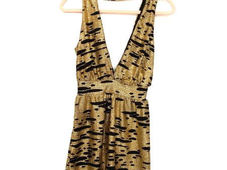 Swoon Boutique Black and Gold Shimmer Romper NWT- Size S Online now