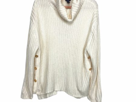 Scoop Cream Turtleneck Side Gold Button Detail Sweater NWT- Size XL Online