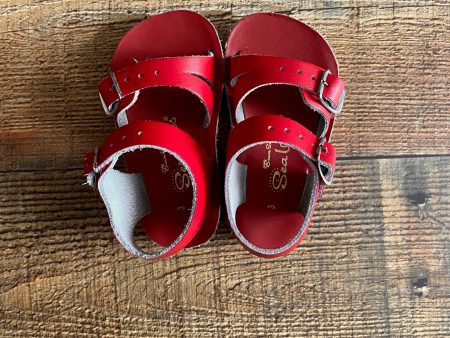 Sun San Sea Wee Red Leather Sandals- Size 3 For Cheap