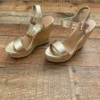 Bamboo Gold Espadrille Jute Wrap Metallic Woven Braid Platform Wedge Sandals- Size 6.5 Hot on Sale