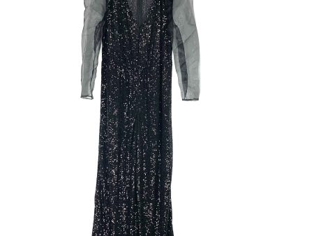 Eloquii Black Sequins Sheer Puff Sleeve Jumpsuit- Size 14 on Sale