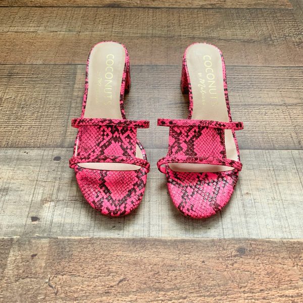 Coconuts By Matisse Pink Snakeskin Print Faux Leather Low Heel Sandals NWOT- Size 9 Discount