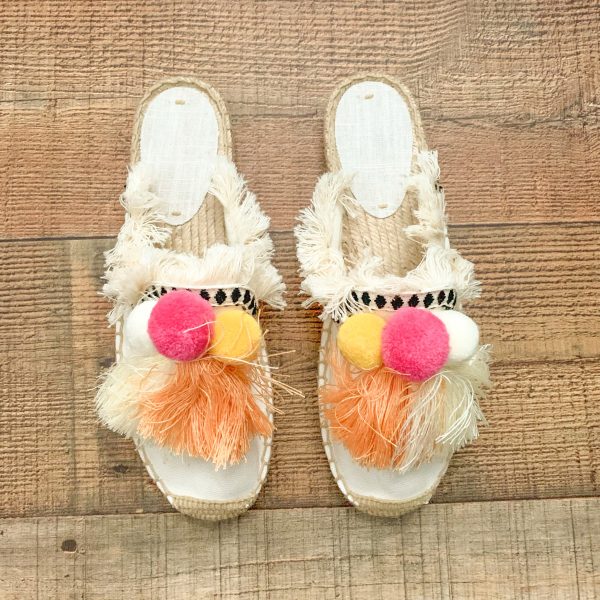 No Brand Canvas Tassel Pom Pom Espadrille Flat- Size 7 (Like New Condition!) For Discount