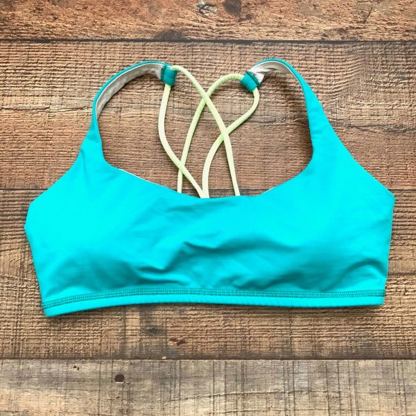 Lululemon Bright Blue Neon Straps Padded Sports Bra- Size 8 Sale