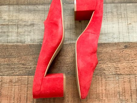 Gap Red Suede Block Heel Mules- Size 8 Cheap