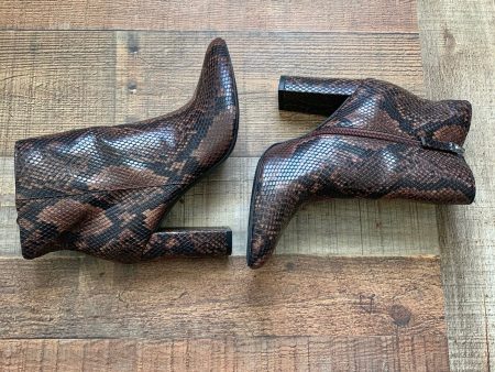 Scoop Brown Snakeskin Print High Heeled Booties- Size 9 (LIKE NEW) sold out online Online now