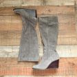 Sole Society Grey Suede Platform Wedge Heel Boots- Size 9 For Sale