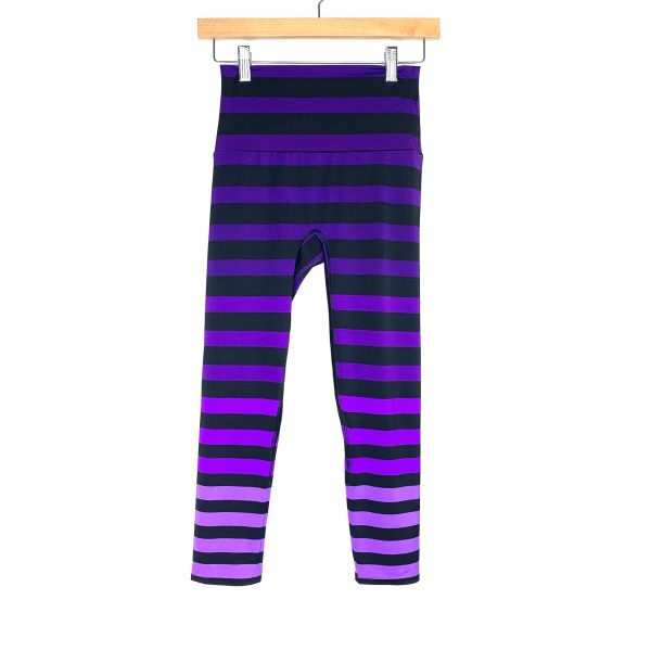 K-Deer Purple Shades Black Strip High Waisted Leggings-Size S (Inseam 20 ) Supply