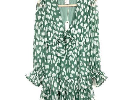 By Together Green Animal Print Front Tie Dress NWT- Size S Online now