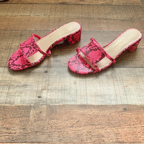 Coconuts By Matisse Pink Snakeskin Print Faux Leather Low Heel Sandals NWOT- Size 9 Discount