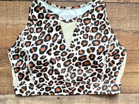 Wavvy Tan Animal Print Mesh Sports Bra- Size L (We have matching botoms) on Sale