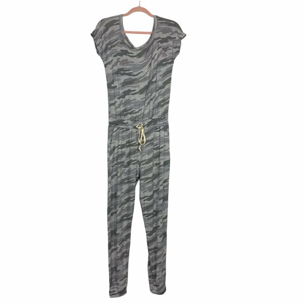 Elan Grey Camo Drawstring Waist Jumpsuit NWT- Size S Cheap