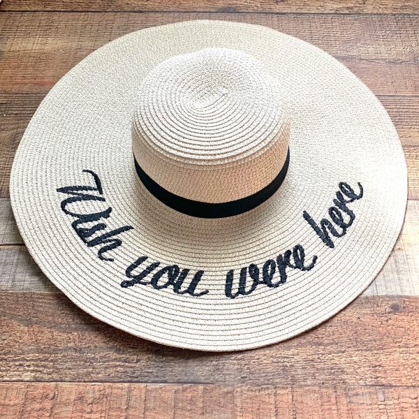 No Brand  Wish You Were Here  Wide Brim Paper Hat Fashion