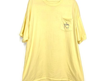 Guy Harvey Yellow Front Pocket Bimini Bahamas Back Graphic T-Shirt- Size 2XL For Sale