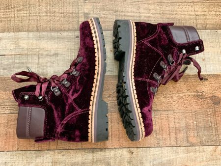 Sam Edelman Burgundy Velvet Combat Boots- Size 7.5 For Discount