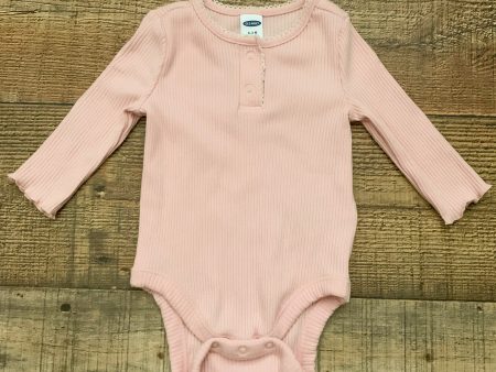 Old Navy Pink Ribbed Long Sleeve Onesie- Size 0-3M Online Sale