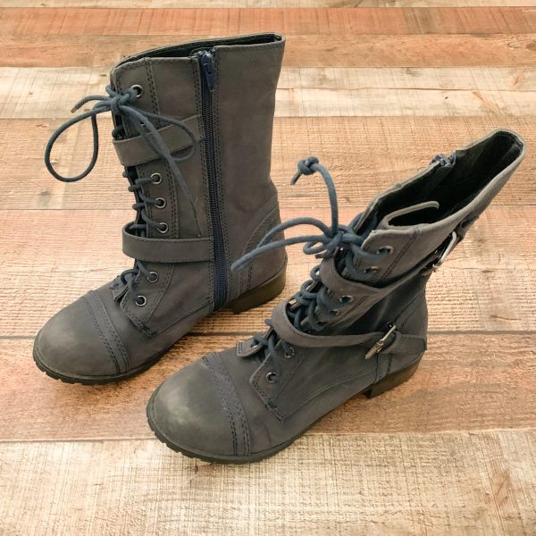 Soda Navy Blue Combat Boots- Size 7 For Sale