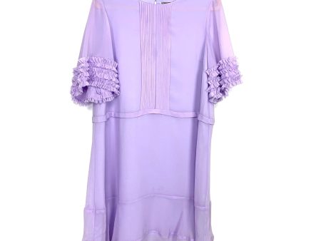 Chelsea 28 Lilac Front Pleat Ruffle Sleeve Dress- Size L Hot on Sale