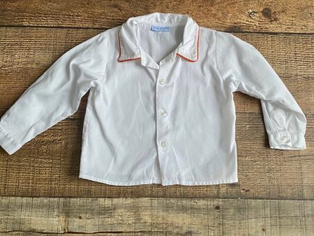 Vive La Fète White Orange Trim Button Up Top- Size ~12-18M (see notes) Sale