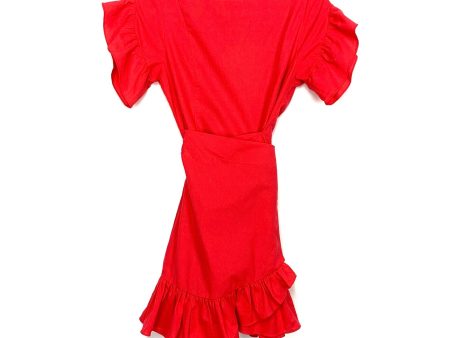 The Vintage Shop Orange Faux Wrap Ruffle Sleeve Bottom Dress- Size S (See Note) Supply