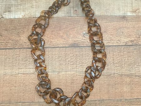 No Brand Brown Tortoise Plastic Chain Link Necklace Online now