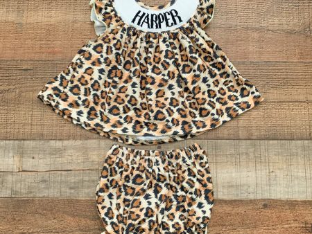 Poppy Kids Co. Animal Print Harper Smocked Dress with Bloomers- Size 3M (sold as a set) Fashion