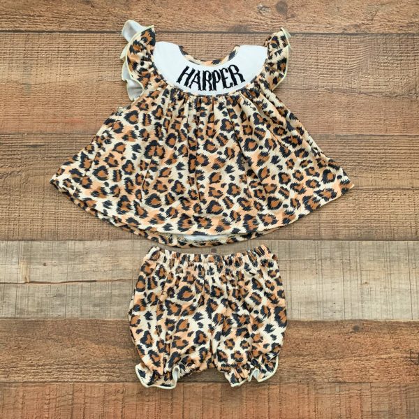 Poppy Kids Co. Animal Print Harper Smocked Dress with Bloomers- Size 3M (sold as a set) Fashion