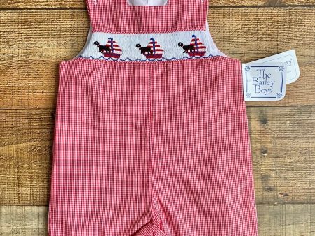 The Bailey Boys Red Gingham Smocked Outfit NWT- Size 18M Supply